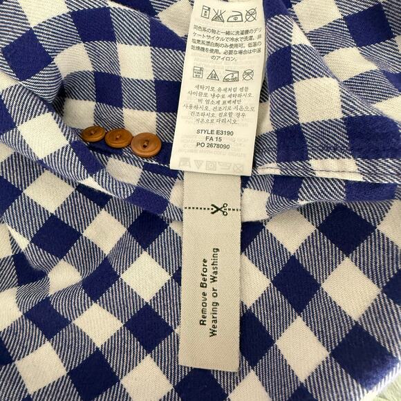J.Crew Gingham Plaid Flannel Boy Shirt Button Up Blue White Women's Size 4 E3190 - Picture 7 of 7